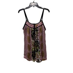 Lane Bryant Womens Multicolor Sleeveless Cami Top Size 14 With Button Detail